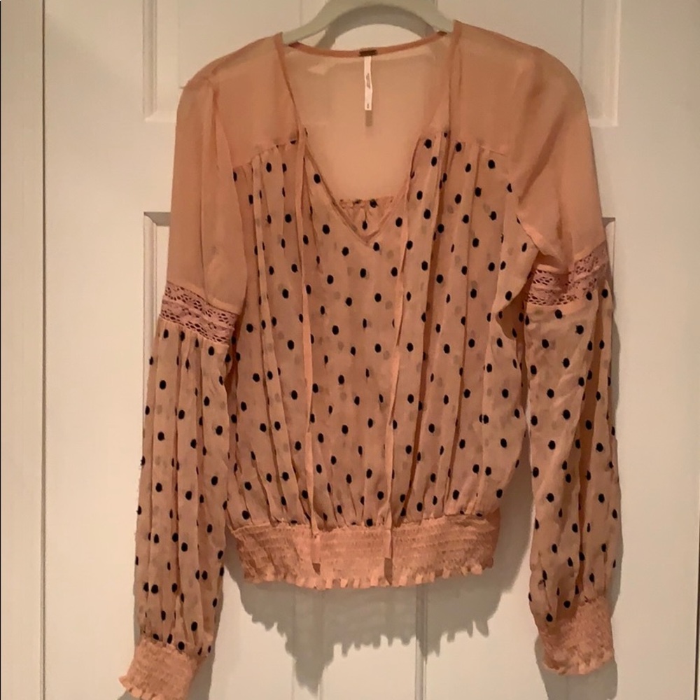 Free People Blush polka dot blouse!